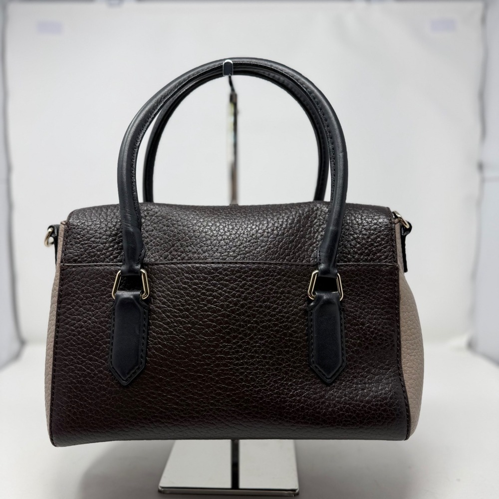 Kate Spade New York Pebbled Leather Satchel Brown Taupe Crossbody Bag Designer - Picture 3 of 12